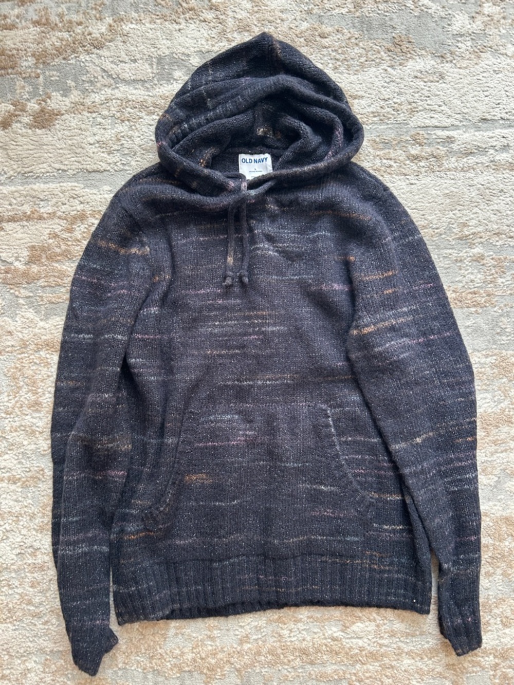 Old Navy Men's Crewneck Hooded Sweater in Charcoal with Subtle Flecks
